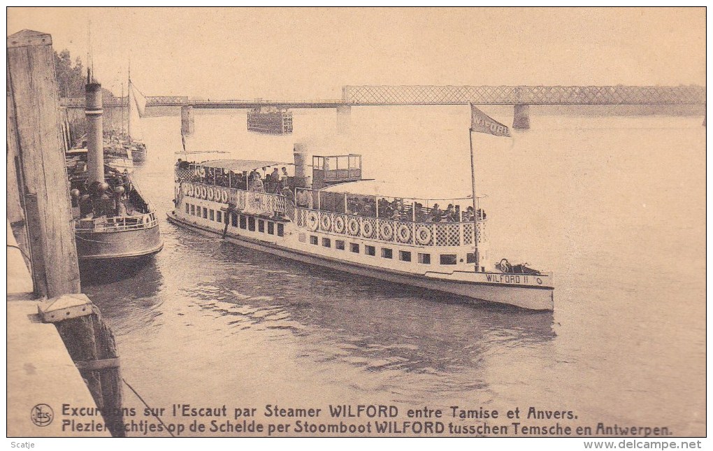 Temse  -  Excursions Sur L'Escaut Par Steamer Wilford Entre Tamise Et Anvers.  Prachtige Kaart  1924 - Temse