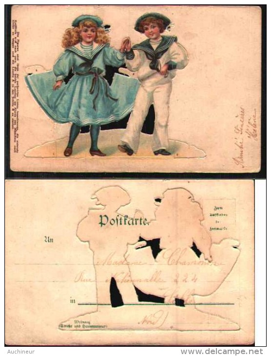 Carte Système à Découpe - Couple De Marins Fille Et Garçon - A Systèmes