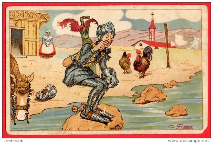 [DC6332] LA PARTENZA DEL CROCIATO- CARTOLINA ILLUSTRATA FIRMATA DA C. SARRI - Old Postcard - Fiabe, Racconti Popolari & Leggende