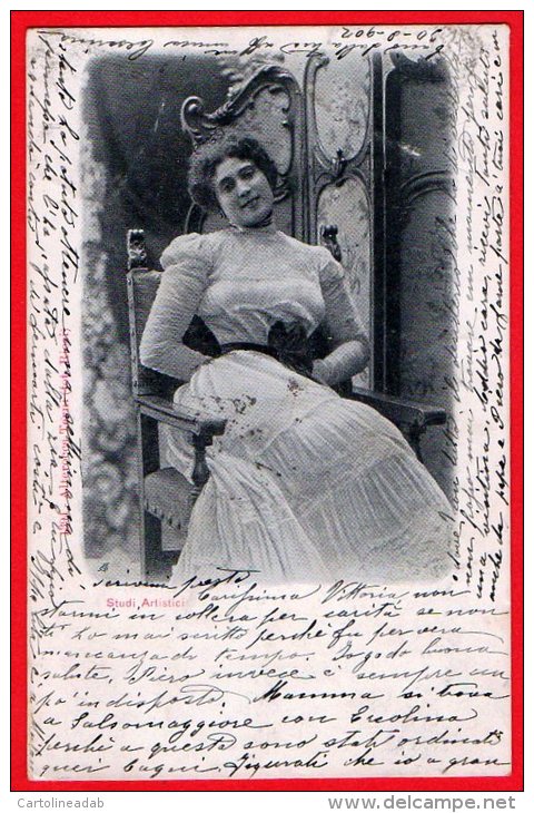 [DC6337] BELLA CARTOLINA - STUDI ARTISTICI - PRIMI NOVECENTO - Viaggiata 1902 - Old Postcard - Femmes