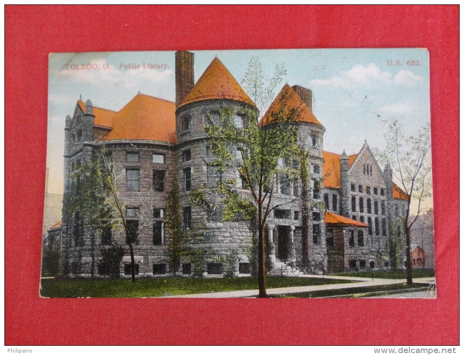 Toledo  Ohio Public Library  1907 Cancel   Stamp Peeled Off Back   Ref 1241 - Toledo