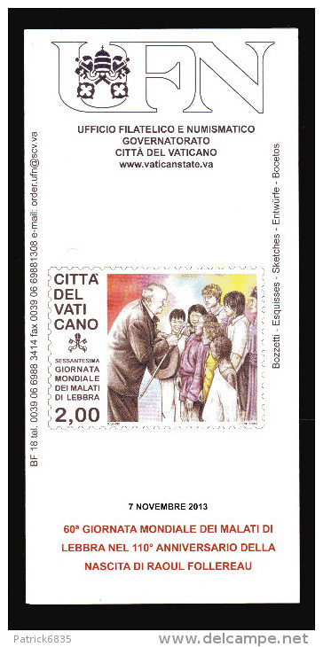 Vaticano °-X- 2013 -  St. Postale - Bollettino Ufficiale - Ann. Della Nascita Di Raoul Follereau - Cartas & Documentos