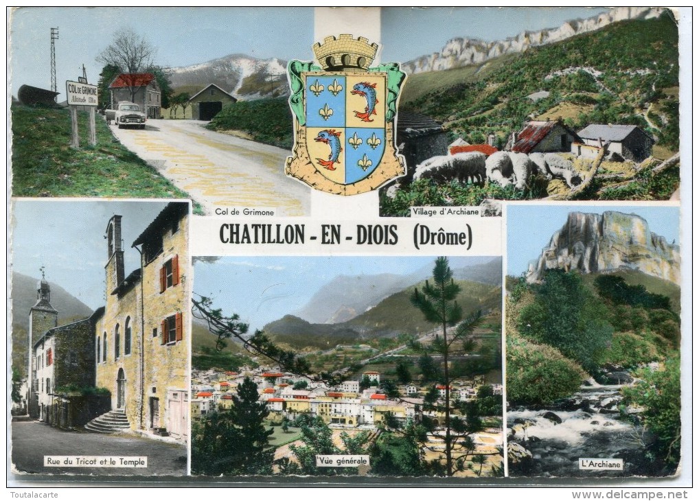 CPSM 26 CHATILLON EN DIOIS MULTI VUES 1960   Grand Format 15 X 10,5 - Châtillon-en-Diois