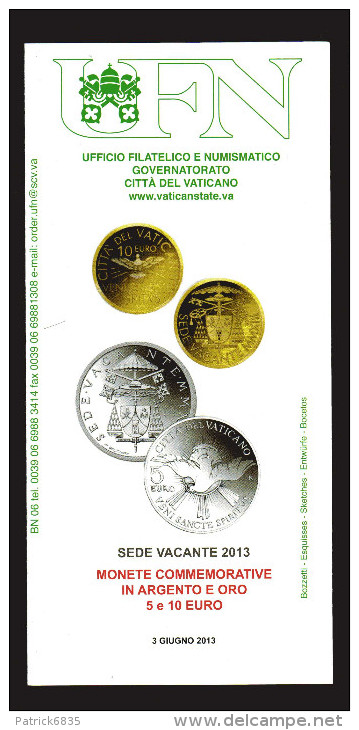 Vaticano °- X-2013 -  St. Postale - Bollettino Ufficiale - Monete Comm.in Argento E Oro 5 E 10 Euro - Cartas & Documentos