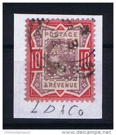 Great Britain SG  210  Used  1887 Yvert 102 PERFIN    LD &amp; Co - Usati
