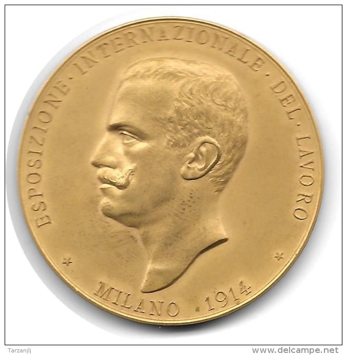 Médaille Victor Emanuele III Esposizione Internazionale Del Lavoro Milano 1914 Italie - Royal/Of Nobility