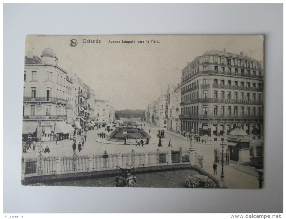 AK / Bildpostkarte 1916 Ostende Avenue Leopold Vers Le Parc Roter Briefstempel 2.M.-G.-K. 1. Matrosen-Rgt. / 1. Marine - Oostende