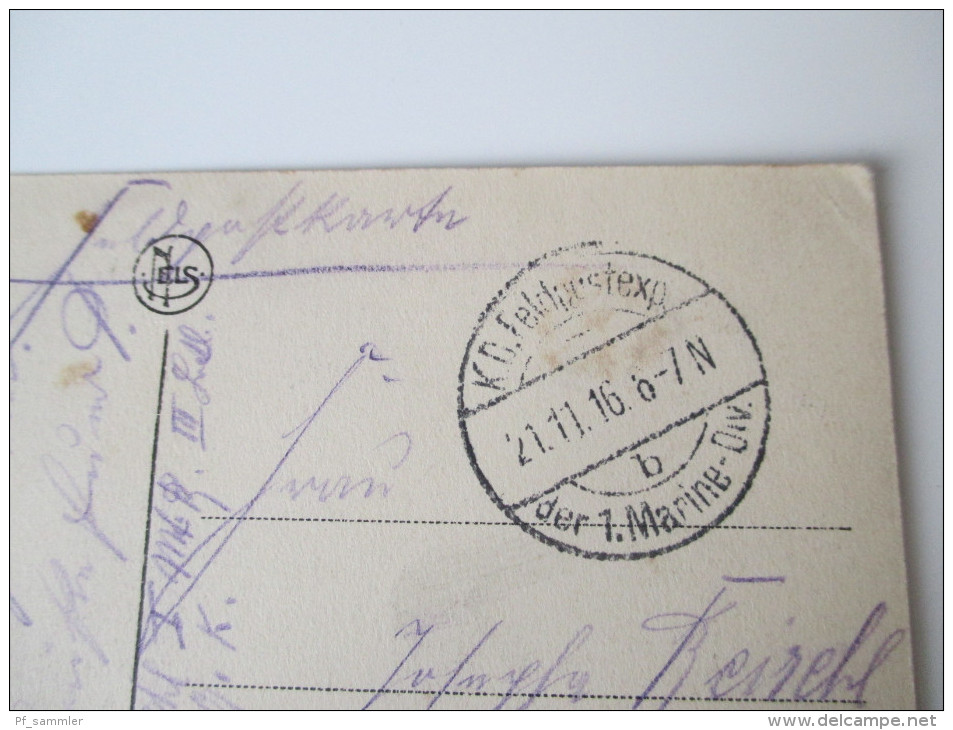 AK / Bildpostkarte 1916 Ostende Avenue Leopold Vers Le Parc Roter Briefstempel 2.M.-G.-K. 1. Matrosen-Rgt. / 1. Marine - Oostende