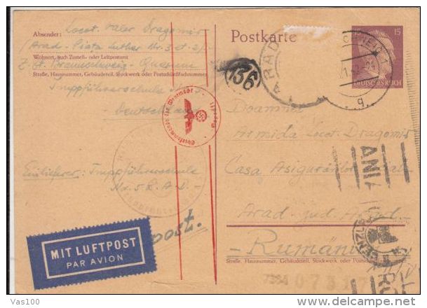 ADOLF HITLER, 3RD REICH SPECIAL ROUND STAMPS, PC STATIONERY, ENTIER POSTAL, 1942, GERMANY - Briefe U. Dokumente