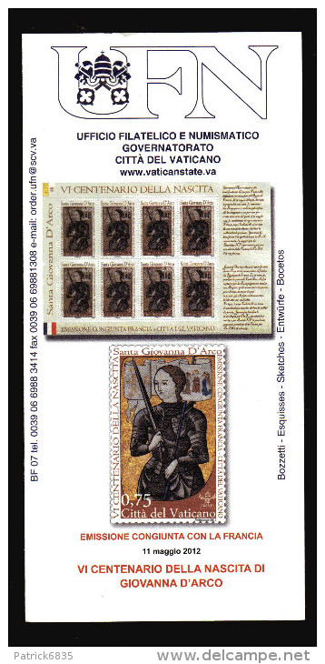 Vaticano °-X- 2012 -  St. Postale - Bollettino Ufficiale -  Vi Cent. Della Nascita Di Giovanna D´Arco - Cartas & Documentos