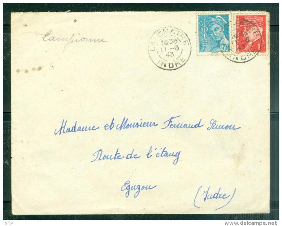 Letre Affranchie Par  Maury N° 549 Et 514 En Juin 1943 Oblitéré La Châtre - Indre    - Ln17917 - Guerre De 1939-45