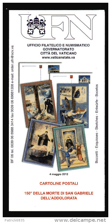 Vaticano °- 2012 -  St. Postale - Bollettino Ufficiale - Cart. Postali : Morte Di San Gabriele Dell´Adolorata - Cartas & Documentos