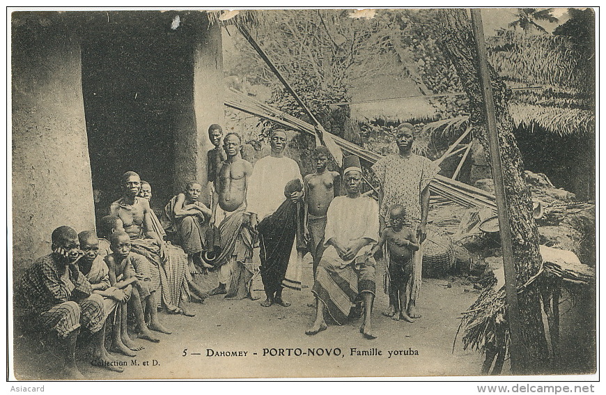 5 Porto Novo Famille Yoruba Coll. M Et D Jeune Fille Seins Nus Ecrite Dosso 1917 Non Timbrée - Dahomey