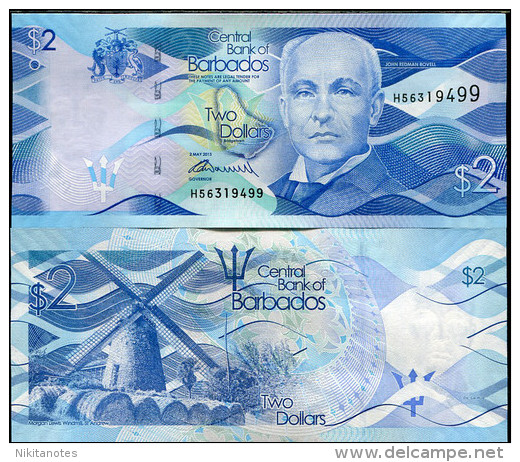 BARBADOS 2 DOLLARS 2013 P NEW DESIGN UNC - Barbados