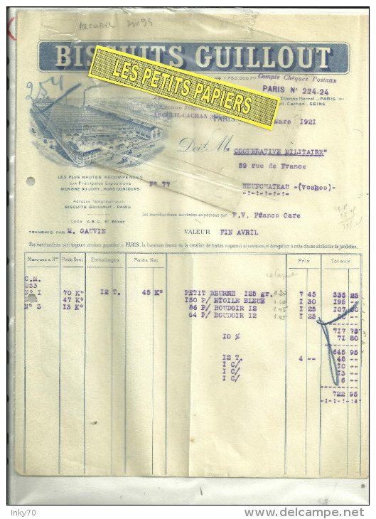 94 - Val-de-marne - ARCUEIL - Facture GUILLOUT - Biscuits – 1921 - 1900 – 1949