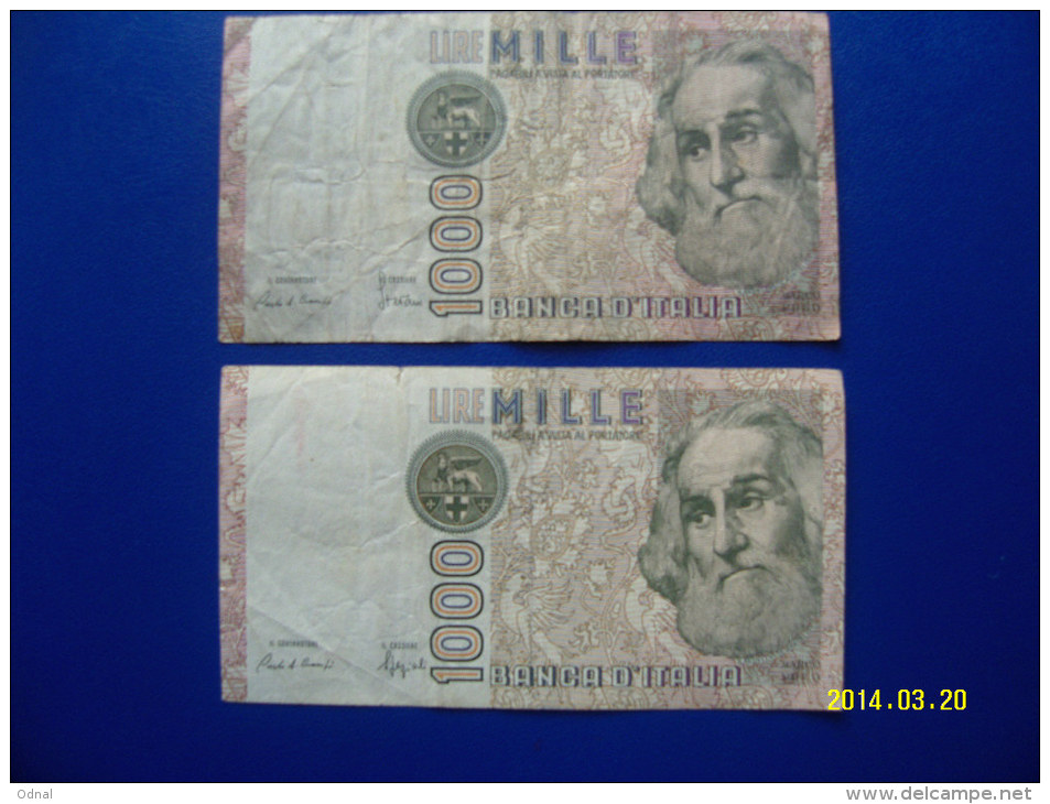 2  BANCONOTE DA 1.000 LIRE  ( MARCO  POLO ) CIRCOLATE  Lotto 1 - 1000 Lire