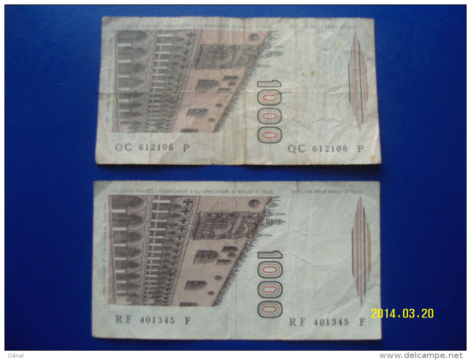 2  BANCONOTE DA 1.000 LIRE  ( MARCO  POLO ) CIRCOLATE  Lotto 1 - 1000 Lire
