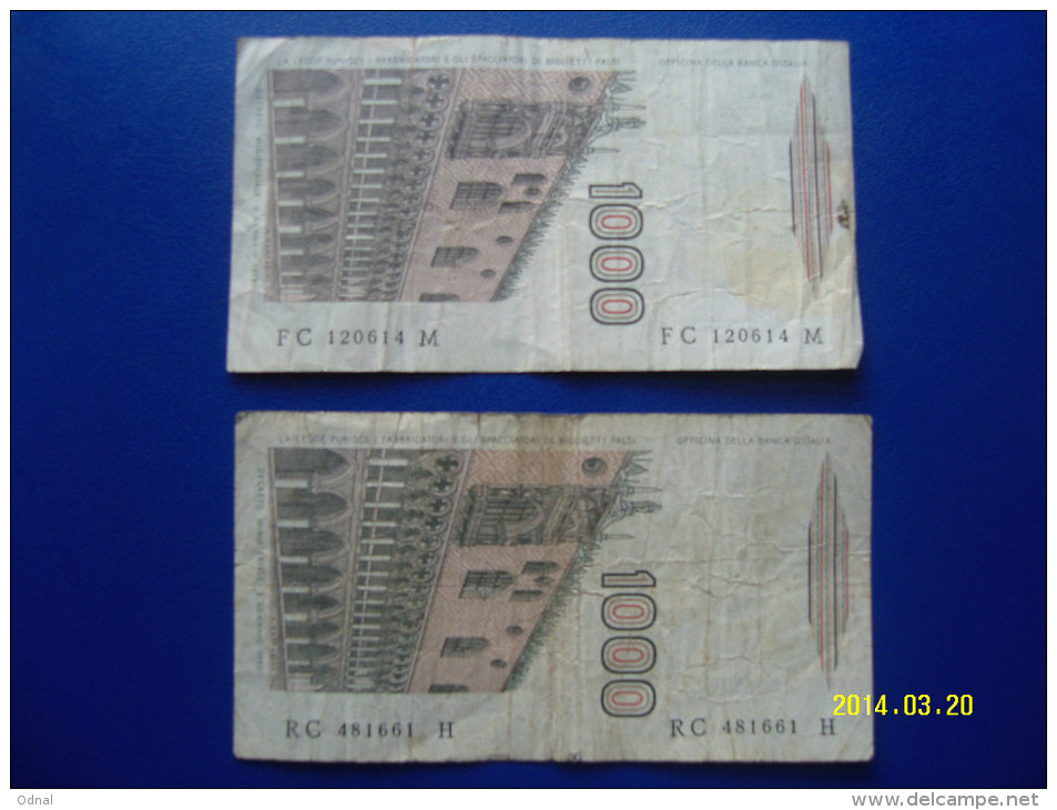 2  BANCONOTE DA 1.000 LIRE  ( MARCO  POLO )  CIRCOLATE Lotto 2 - 1000 Lire