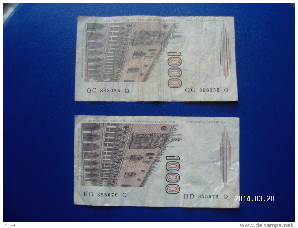 2  BANCONOTE DA 1.000 LIRE  ( MARCO  POLO )  CIRCOLATE Lotto 4 - 1000 Liras