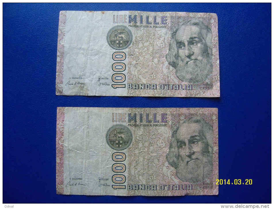 2  BANCONOTE DA 1.000 LIRE  ( MARCO  POLO )  CIRCOLATE Lotto 5 - 1000 Lire