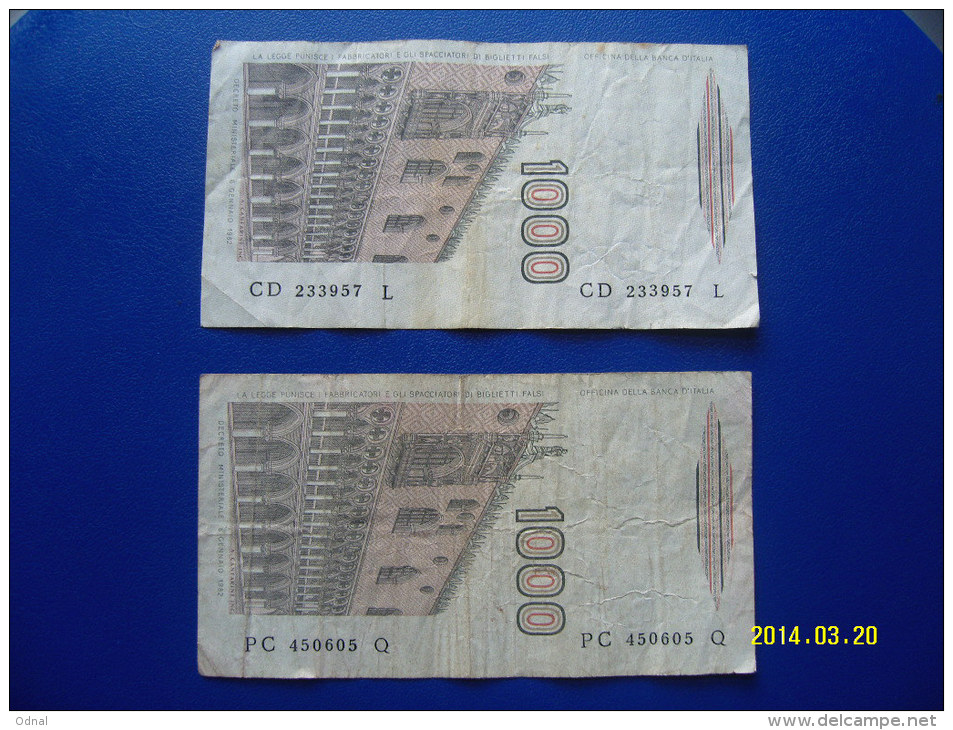 2  BANCONOTE DA 1.000 LIRE  ( MARCO  POLO )  CIRCOLATE Lotto 5 - 1000 Lire