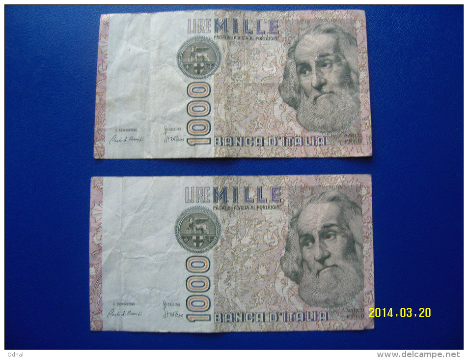 2  BANCONOTE DA 1.000 LIRE  ( MARCO  POLO )  CIRCOLATE Lotto 6 - 1.000 Lire