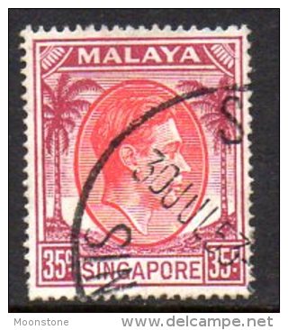 Singapore GVI 1948 35c Definitive, P. 17½x18,  Fine Used - Singapore (...-1959)