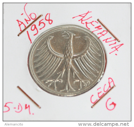 ALEMANIA  5  MARCOS  (  1958-G  ) - 5 Mark