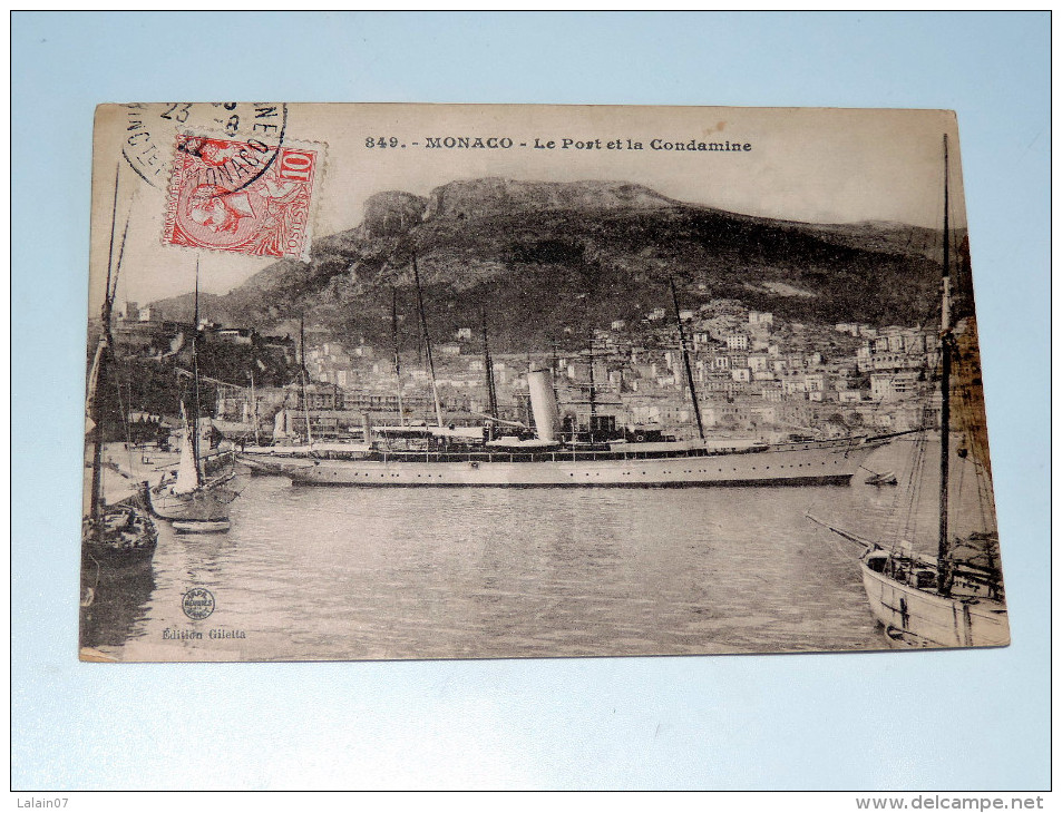 Carte Postale Ancienne : MONACO : Le Port Et La Condamine , Animé Avec Timbre 1922 - Harbor