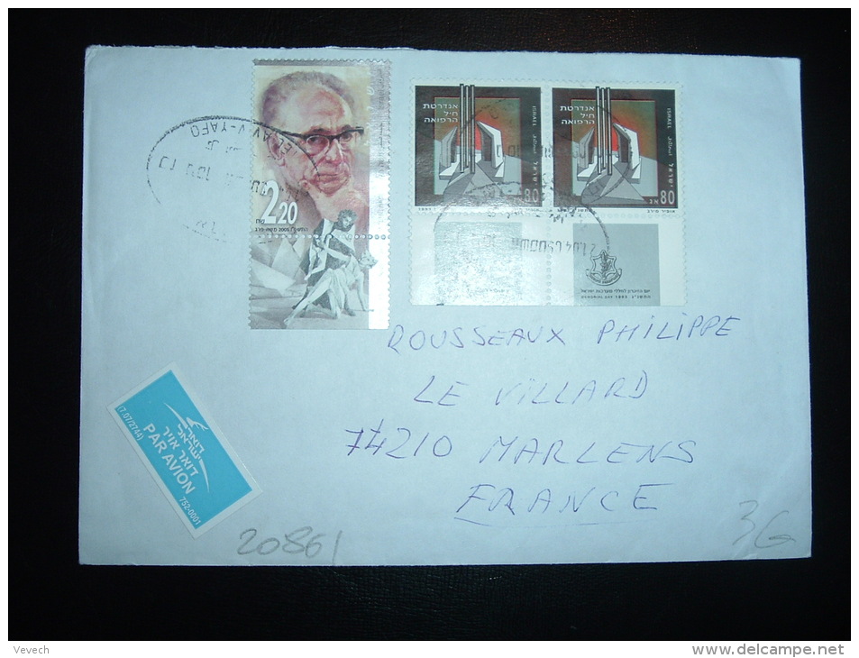 LETTRE PAR AVION POUR FRANCE TP AVEC TABS OBL. 21.04.09 - Storia Postale