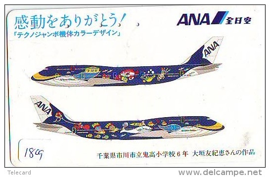 Télécarte Japon * AVION * (1809) Japan Phonecard Airplane * Flugzeug * AIRLINES * ANA - Airplanes