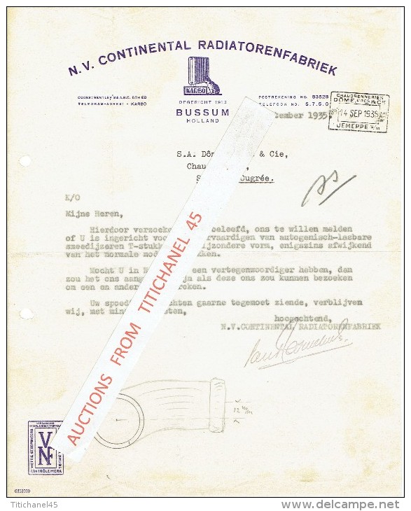 Brief 1935 AMSTERDAM - CONTINENTAL RADIATORENFABRIEK - Pays-Bas
