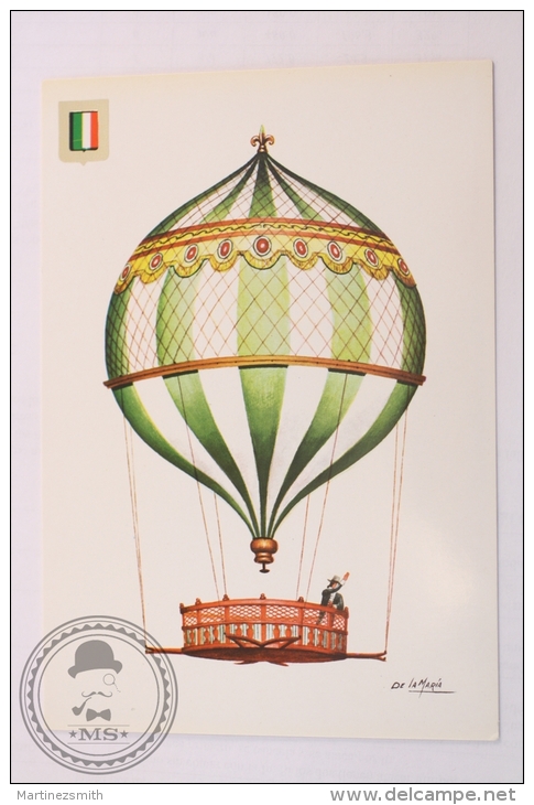 Air Balloon Illustrated Postcard - Fedele Carmine Globe 1788 - From The Collection: The Conquest Of Space By De La Maria - Fesselballons