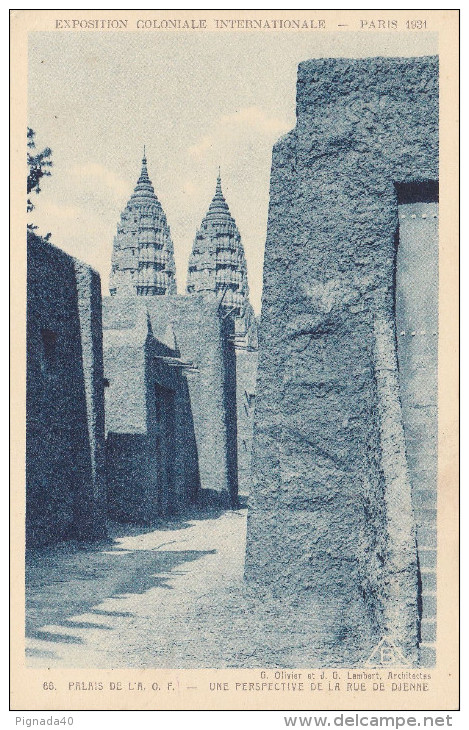 Cp , 75 , PARIS , Exposition Coloniale Internationale 1931 , Palais De L'A. O. F. , Une Perspective De La Rue De Djenne - Expositions