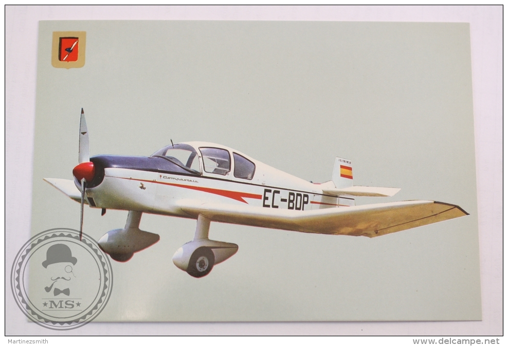 Sport Aircraft/ Airplane Postcard - Jodel D. 1190. S. Compostela, 90 H.P. - Real Aero Club Barcelona Sabadell - 1946-....: Moderne