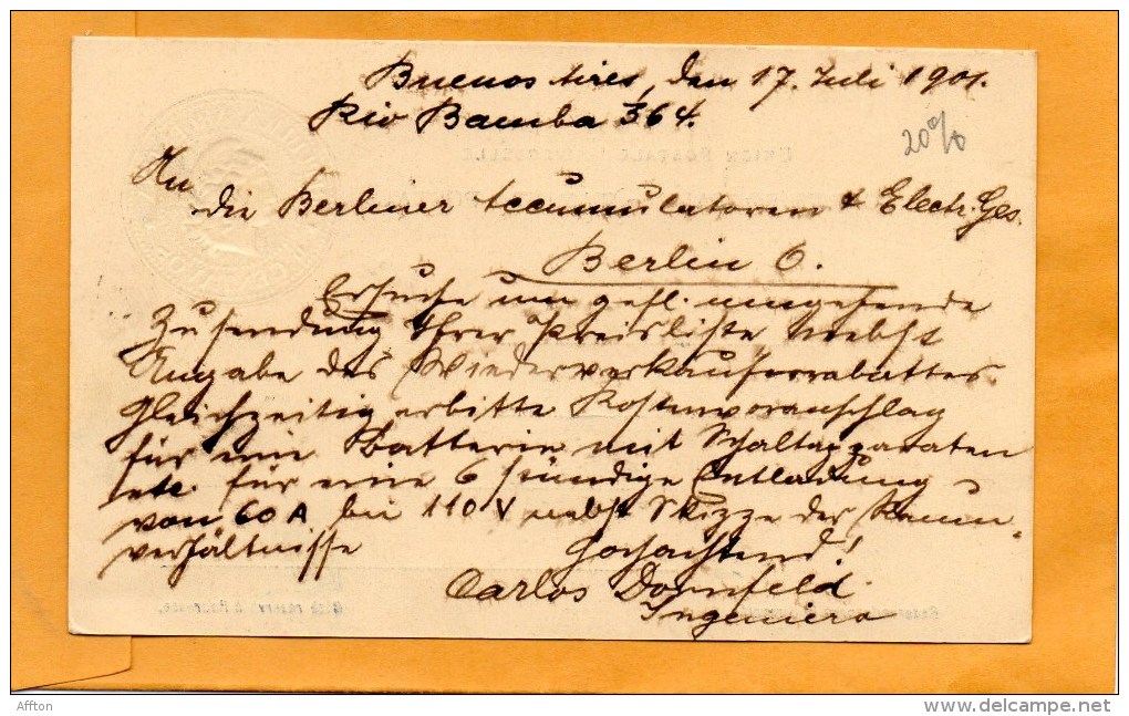 Argentina 1901 Card Mailed To Germany - Enteros Postales