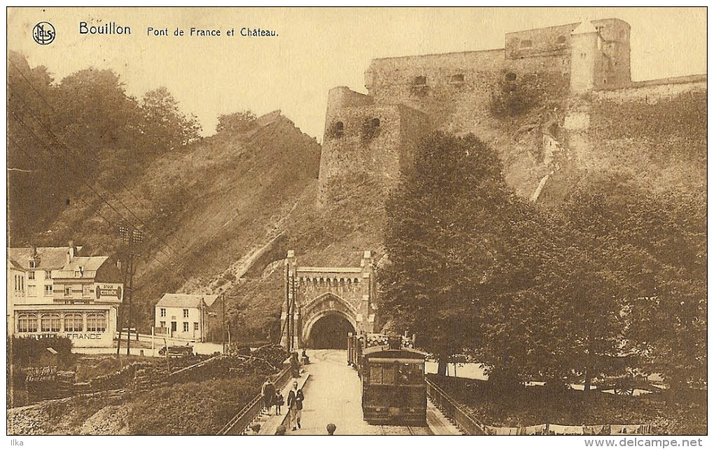 Bouillon. Pont De France Et Le Château - Tram à Vapeur - Le Vicinal - Tramway - Stoomtram. - Strassenbahnen