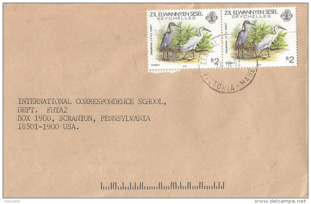 Seychelles 1992 Victoria Zil Elwannyen Sesel Egret Bird Cover - Seychelles (1976-...)