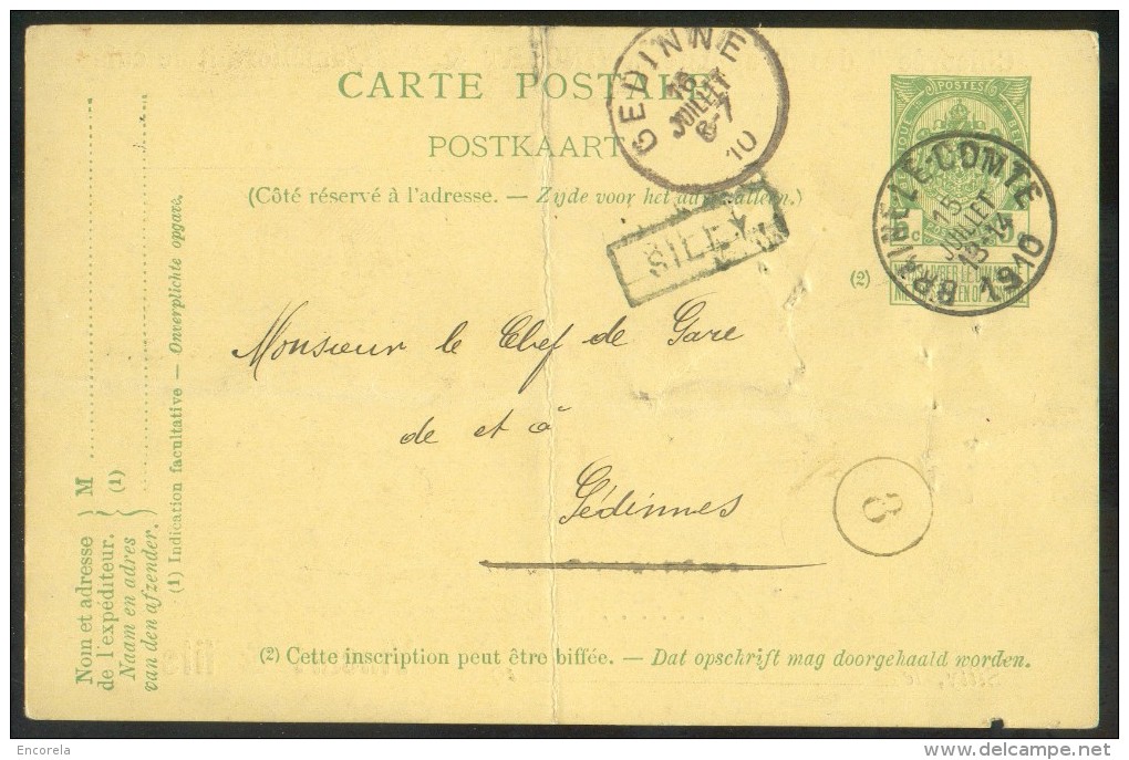 E.P. Carte 5 Centimes Vert Sur Jaune (au Verso : Repiquage Chicorée Des Trappistes VINCART Améliorant Le Café), Obl. Sc - Langstempel