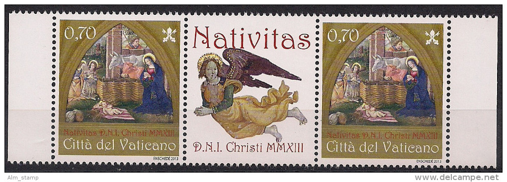 2013 Vatikan  Mi. 1792-3 Mit Zierfeld  Used  Weihnachten  Fresken Von Pinturicchio - Oblitérés
