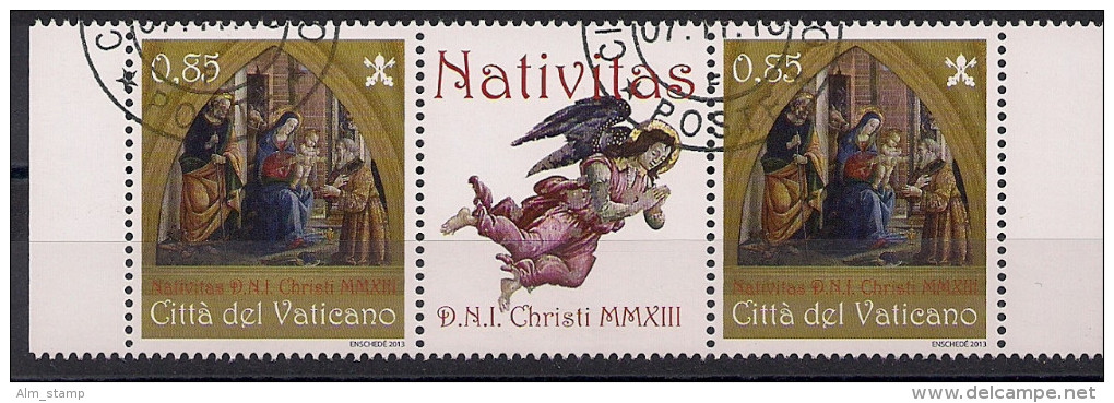 2013 Vatikan  Mi. 1792-3 Mit Zierfeld  Used  Weihnachten  Fresken Von Pinturicchio - Oblitérés