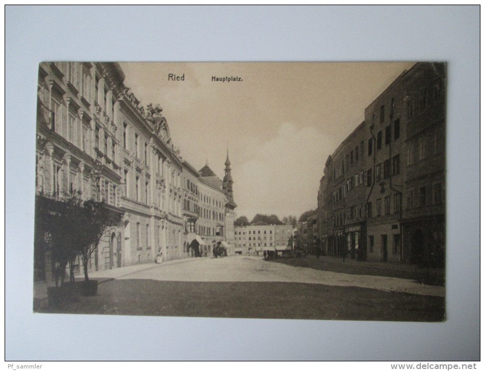 AK / Bildpostkarte 1912 Ried Hauptplatz Verlag Carl Peterle, Buchhandlung, Ried 1911 - Ried Im Innkreis