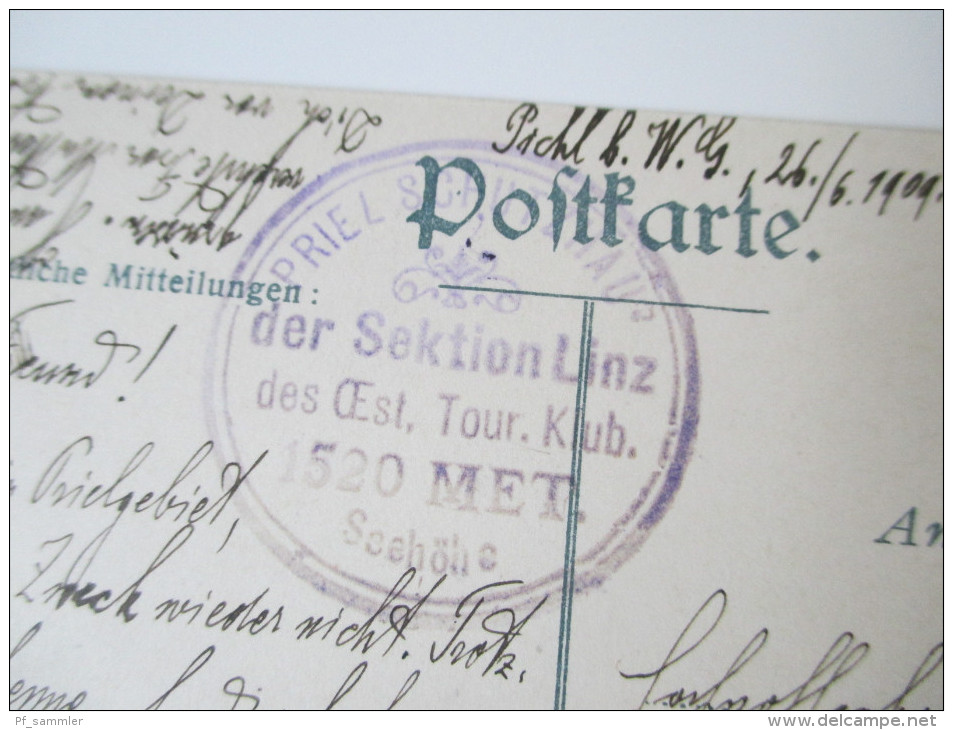 AK / Bildpostkarte 1909 Priel Schutzhaus Der Sektion Linz Stempel: Oest. Tour Klub Verlag F.E. Brandt In Gmunden 1906 - Windischgarsten