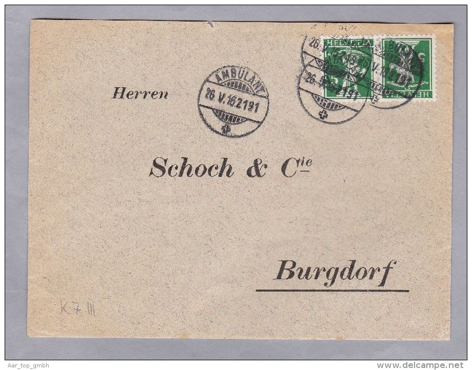 Schweiz Kehrdruck 1916-05-26 Brief Mit Zu#K7III - Se-Tenant