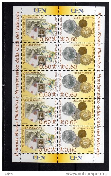 CITTÀ DEL VATICANO VATIKAN VATICAN 2007 NUOVO MUSEO FILATELICO E NUMISMATICO SERIE BLOCCO FOGLIETTO BLOCK SHEET SET MNH - Blocs & Feuillets