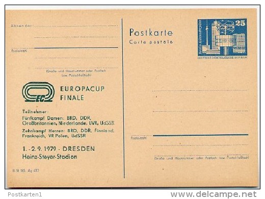 DDR P80-10-79 C18 Postkarte PRIVATER ZUDRUCK Europa-Cup Finale Dresden 1979 - Cartes Postales Privées - Neuves