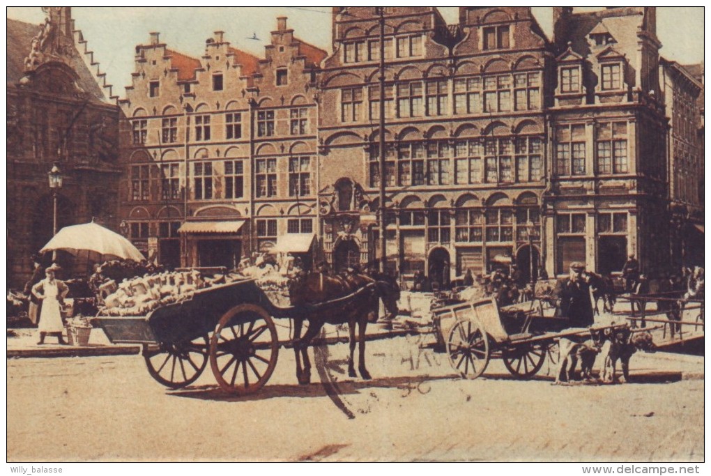 GAND - GENT - Place St Pharaïlde - Marché - Attelage - Couleur 1913 - Markt  N4  // - Gent