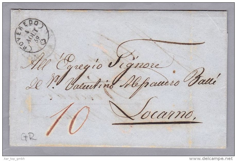 Heimat GR ROVEREDO 1859-08-04 Fingerhut-Stempel Auf B.O.M. Nach Locarno - ...-1845 Préphilatélie