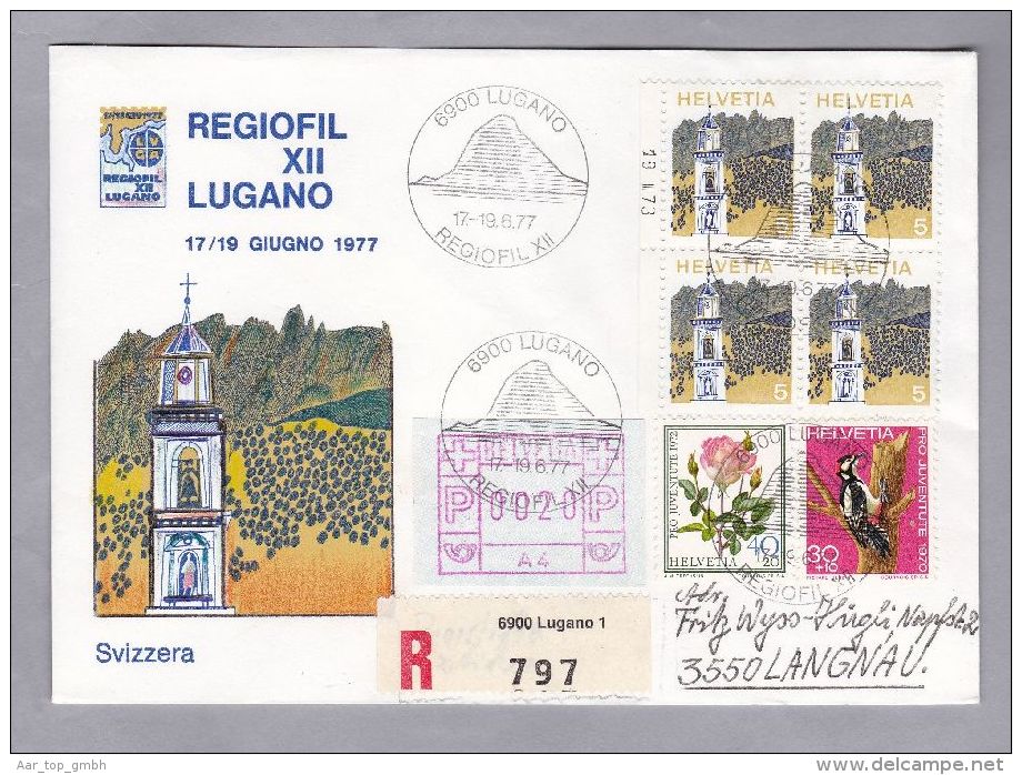 Schweiz Automatenmarken 1977-06-19 Lugano R-Brief Mit Zu# 1 IV "A4" - Automatic Stamps
