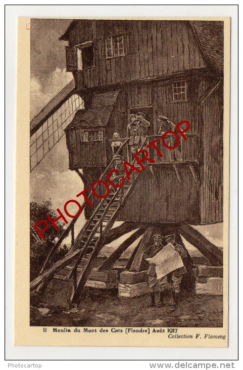 MOULIN A VENT-MONT Des CATS-WINDMÜHLE-Dessin-Periode Guerre14-18-1WK-Frankreich-France-59-Flandres- - Steenvoorde